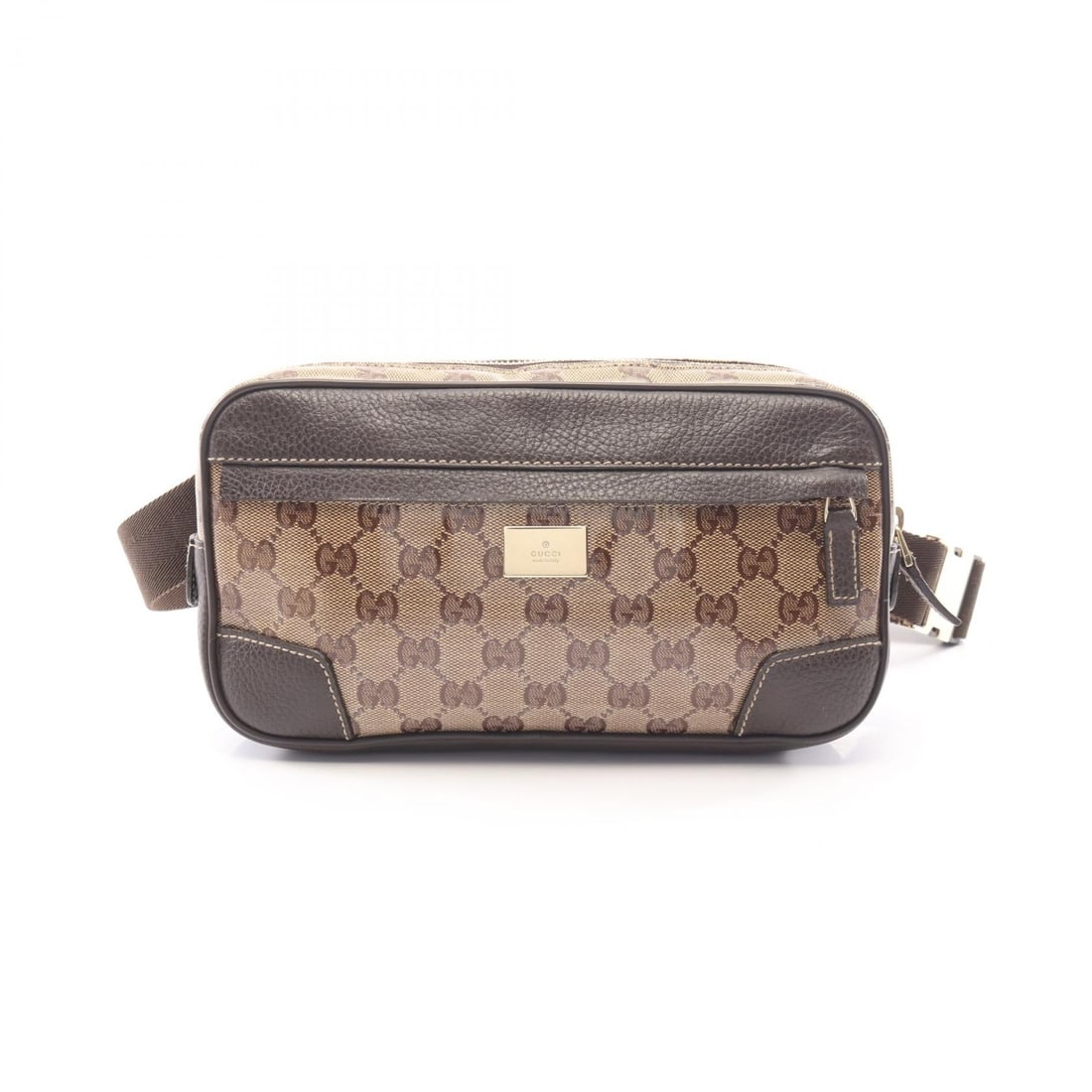 Gucci GG Crystal Waist Bag Beige Brown: GG Crystal waist bag body bag in beige and brown PVC coated canvas with leather trim. Size: W24 x H14 x D4.5 cm.