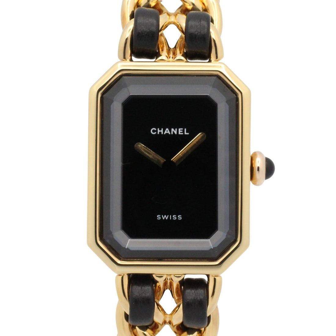 Chanel Premiere M H0001 Gold Plated Black: Watch. Color: Black. Material: Gold Plated, leather. Model H0001. Case 26mm x 20mm; max wrist 14.5cm.