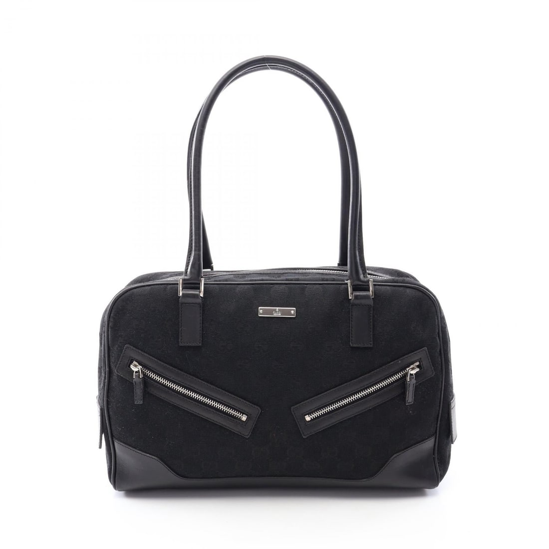 Gucci GG Canvas Handbag Black: Black GG canvas handbag with leather trim. Size: W30.5 x H20.5 x D10 cm. Handle 52 cm.