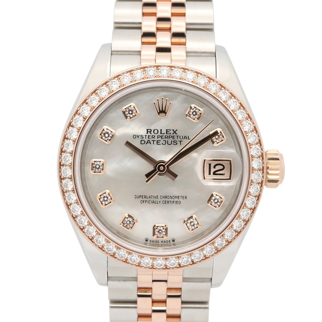 Rolex Datejust 279381RBR K18PG/SS Diamond: Wrist watch. Color: White / White Shell / New Diamond. Material: K18PG (Rose Gold), Stainless Steel, diamond. Model 279381RBR. Accessories: Guarantee. Case 28mm; max wrist 15.5cm.