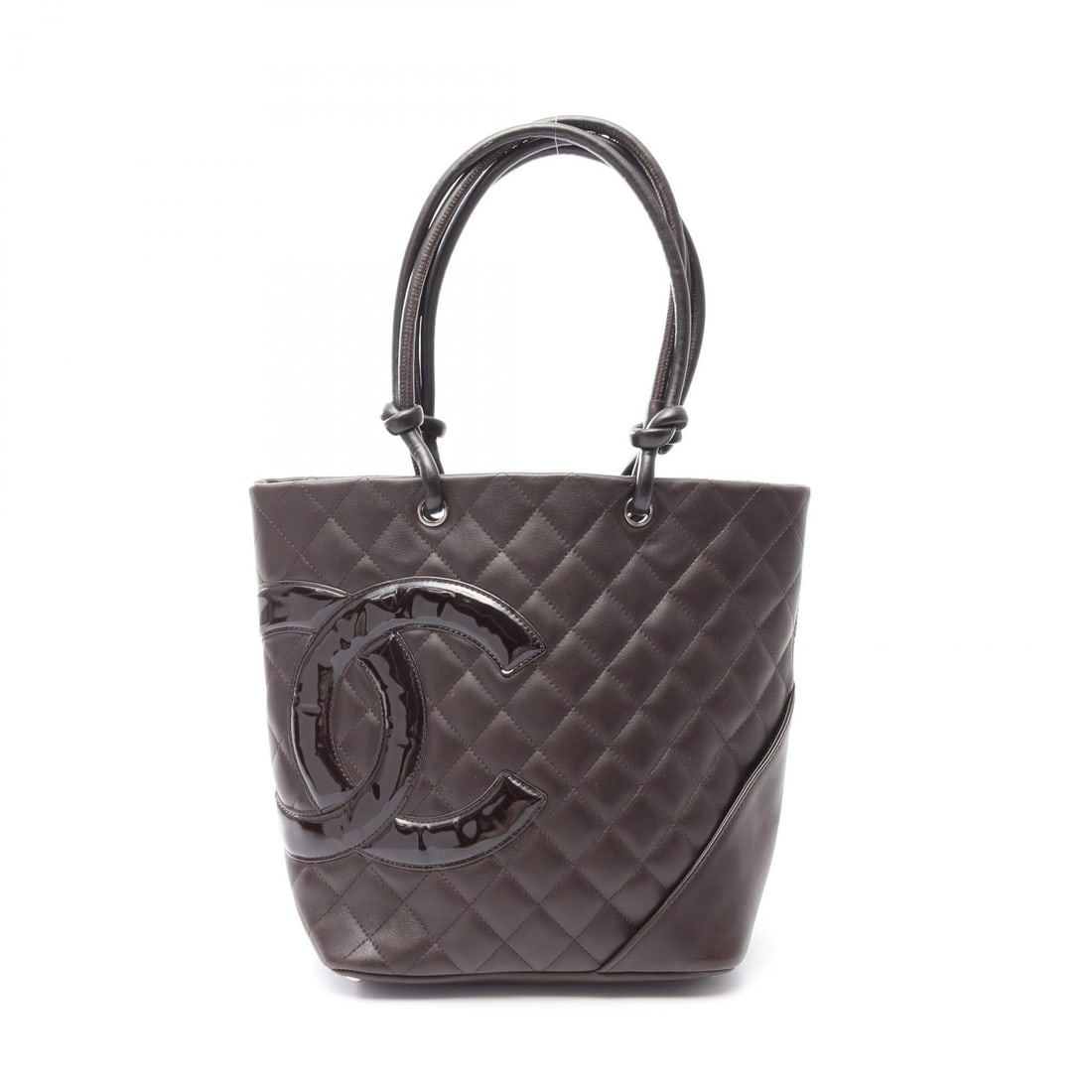 Chanel Cambon Line Medium Brown: Brown Cambon line medium bag in leather and patent leather. Size: W20 x H24 x D11.5 cm. Handle 41 cm.
