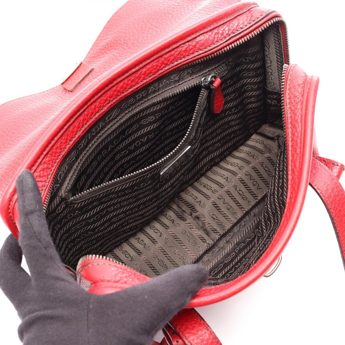 Prada Shoulder Bag Red Leather - 3