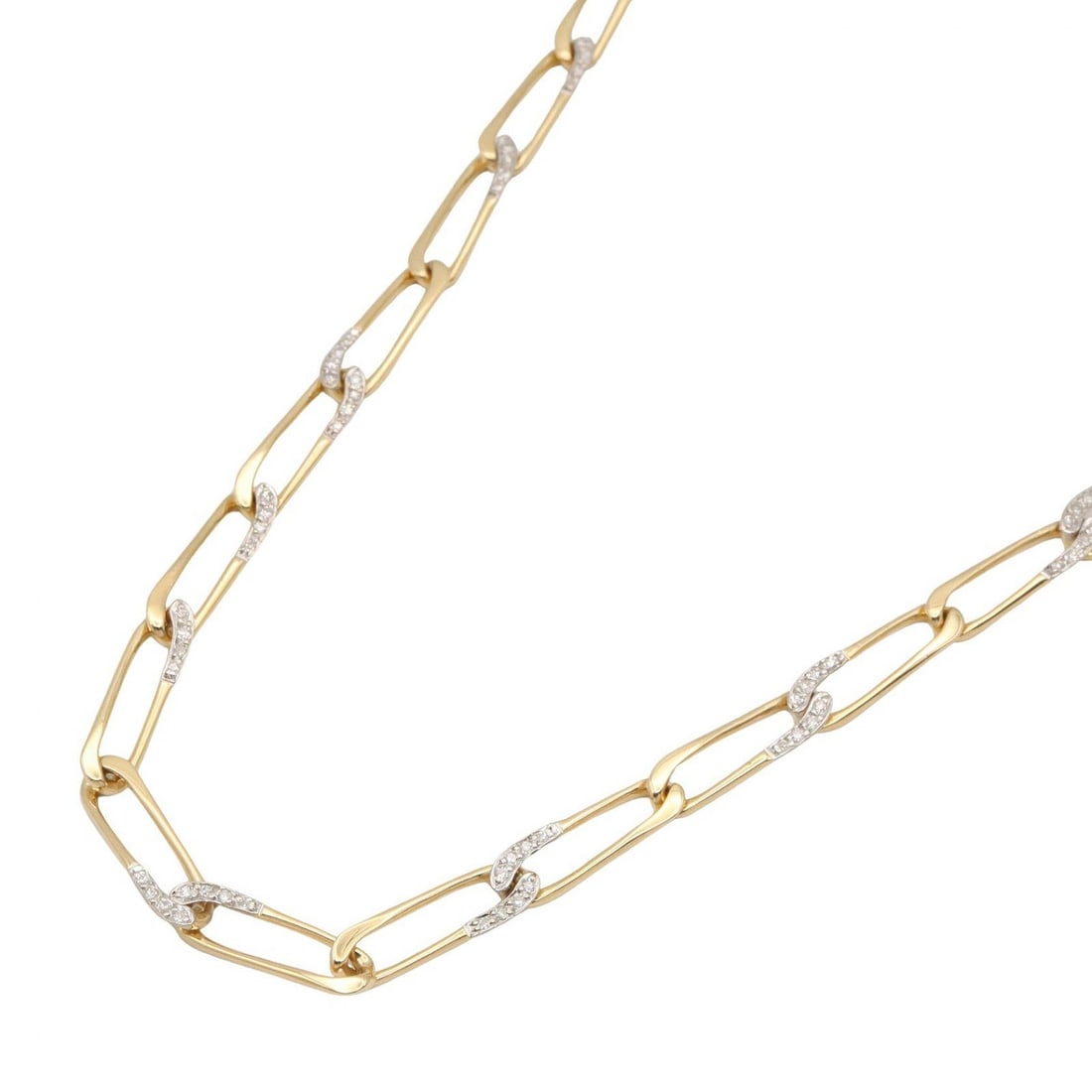 Cartier Diamond Necklace 18K Gold: Diamond necklace in K18 yellow gold with diamond. Includes repair certificate. Neck size 58cm. Weight 38.1g.