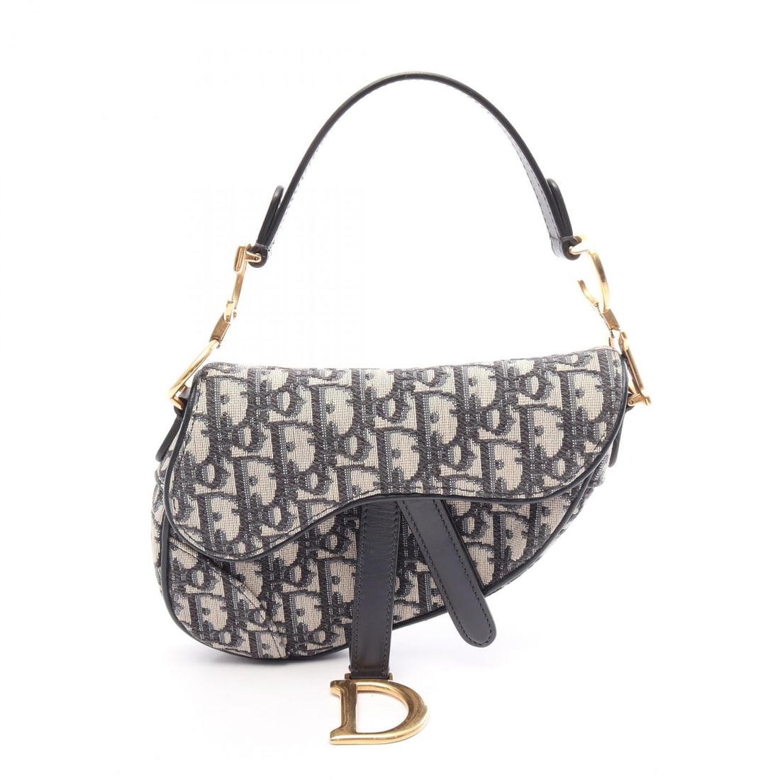 Dior Mini Saddlebag Beige Navy: Mini Saddlebag in Oblique Jacquard handbag in beige and navy canvas with leather trim. Size: W18 x H13 x D5 cm. Handle 34 cm.