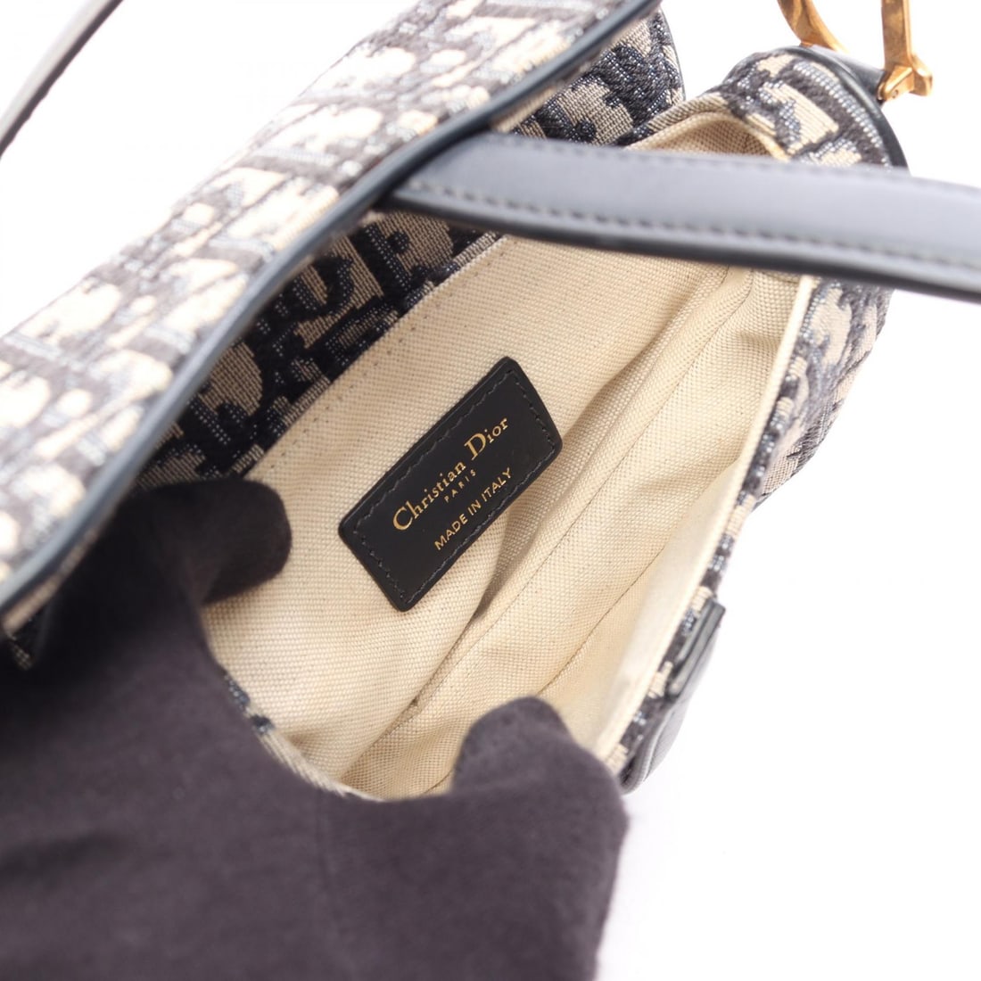 Dior Mini Saddlebag Beige Navy - 3