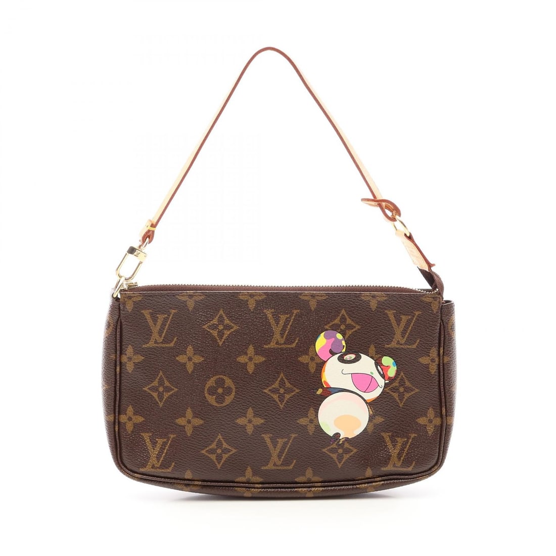 Louis Vuitton Pochette Accessoires Brown: Pochette Accessoires handbag in brown PVC coated canvas and leather. Size: W21 x H13 x D3.5 cm. Handle 33 cm.