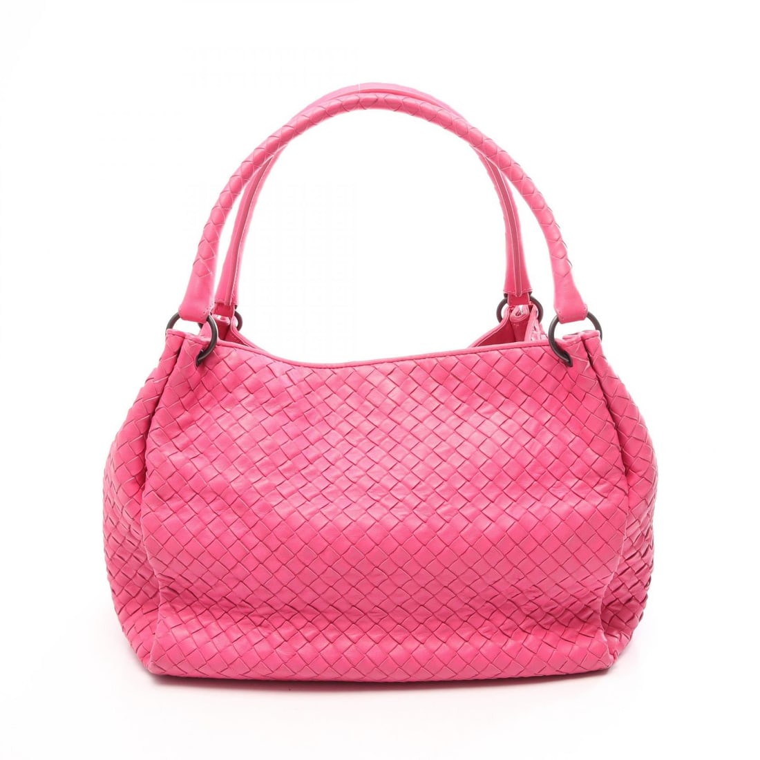 Bottega Veneta Intrecciato Tote Pink: Pink Intrecciato tote bag in leather. Size: W30 x H27 x D21 cm. Handle 47 cm.