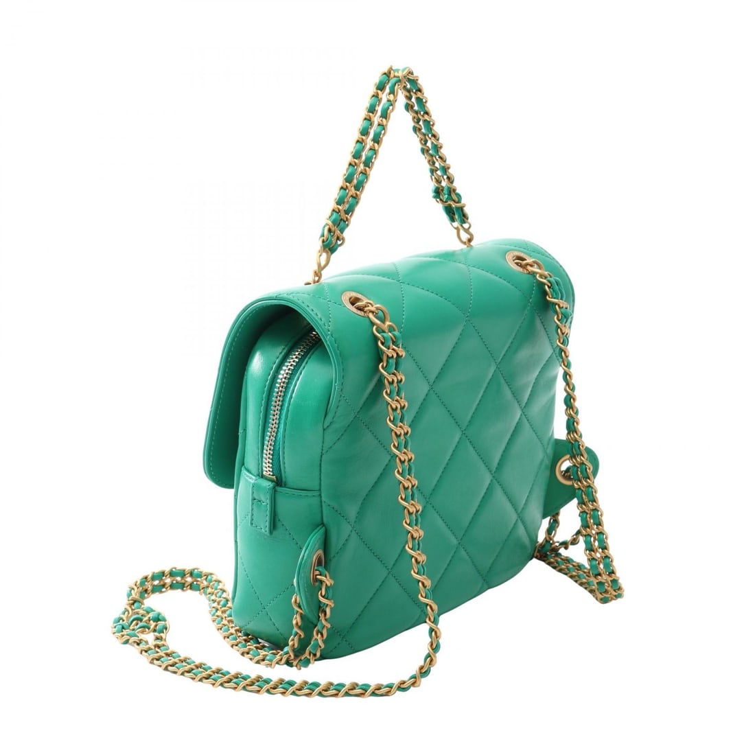 Chanel Square Chain Backpack Green - 2