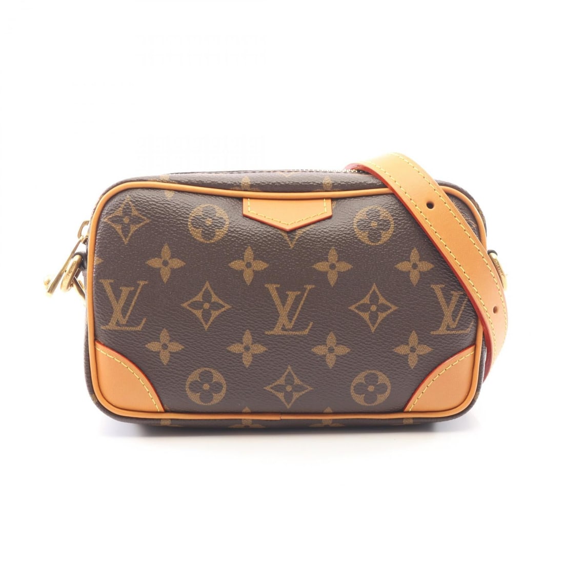 Louis Vuitton Trocadero Wearable Wallet: Brown Trocadero Wearable Wallet shoulder bag in PVC coated canvas and leather. 19 x 11.5 x 5 cm; shoulder 95-120 cm. Model M14058.