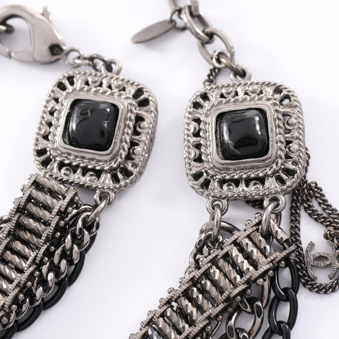 Chanel COCO Mark Silver Black Necklace - 7