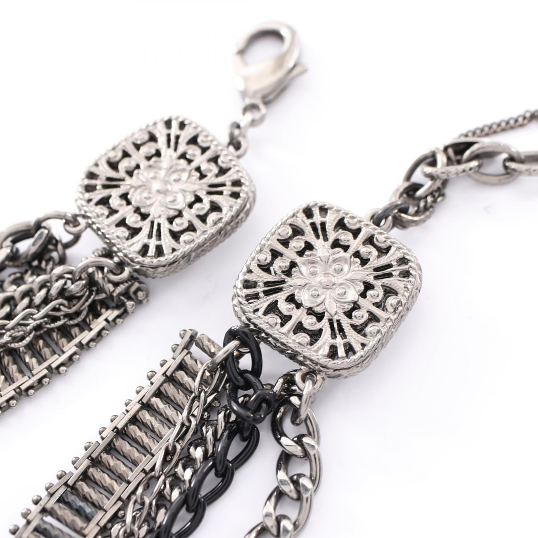 Chanel COCO Mark Silver Black Necklace - 8