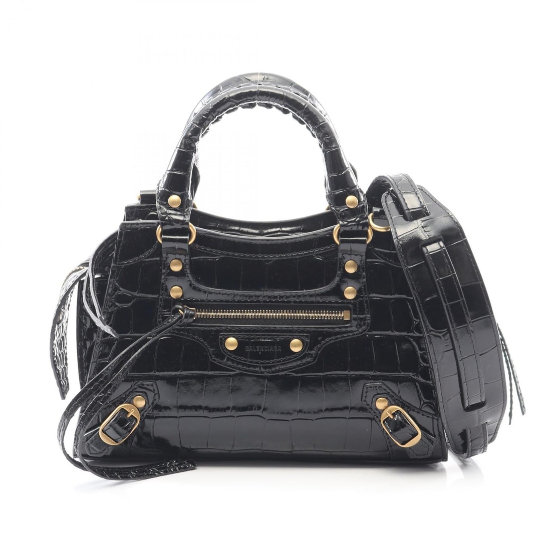 Balenciaga Neo Classic City Mini Black Bag: Black NEO CLASS CITY MINI handbag in leather. Includes shoulder strap. 22 x 14 x 10 cm; handle 23 cm; shoulder 92-112 cm.