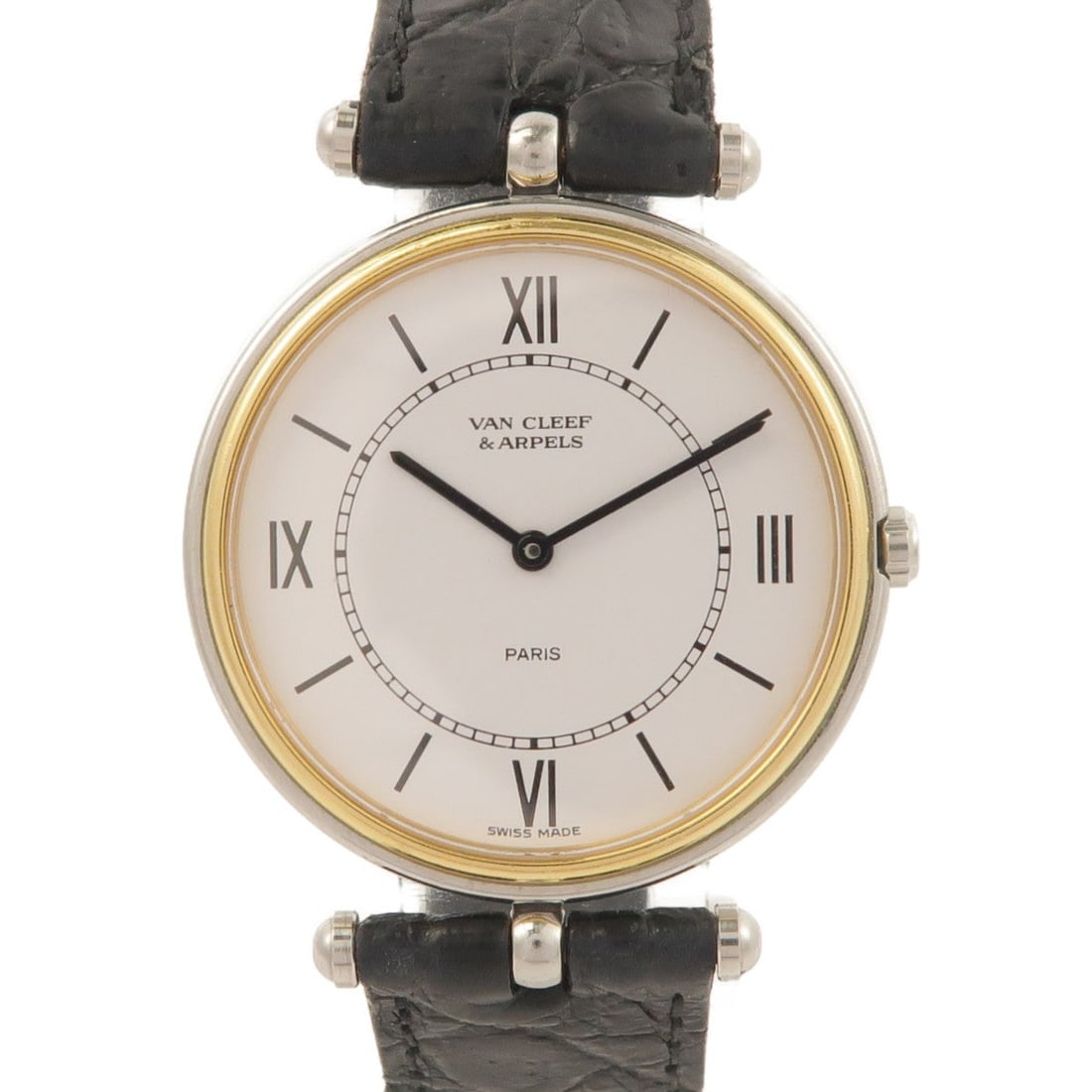 Van Cleef & Arpels La Collection 18K YG/SS: Quartz watch. Color: White / White. Material: Stainless Steel, K18 (Yellow Gold). Case 30mm; max wrist 19cm; band 14-16mm.