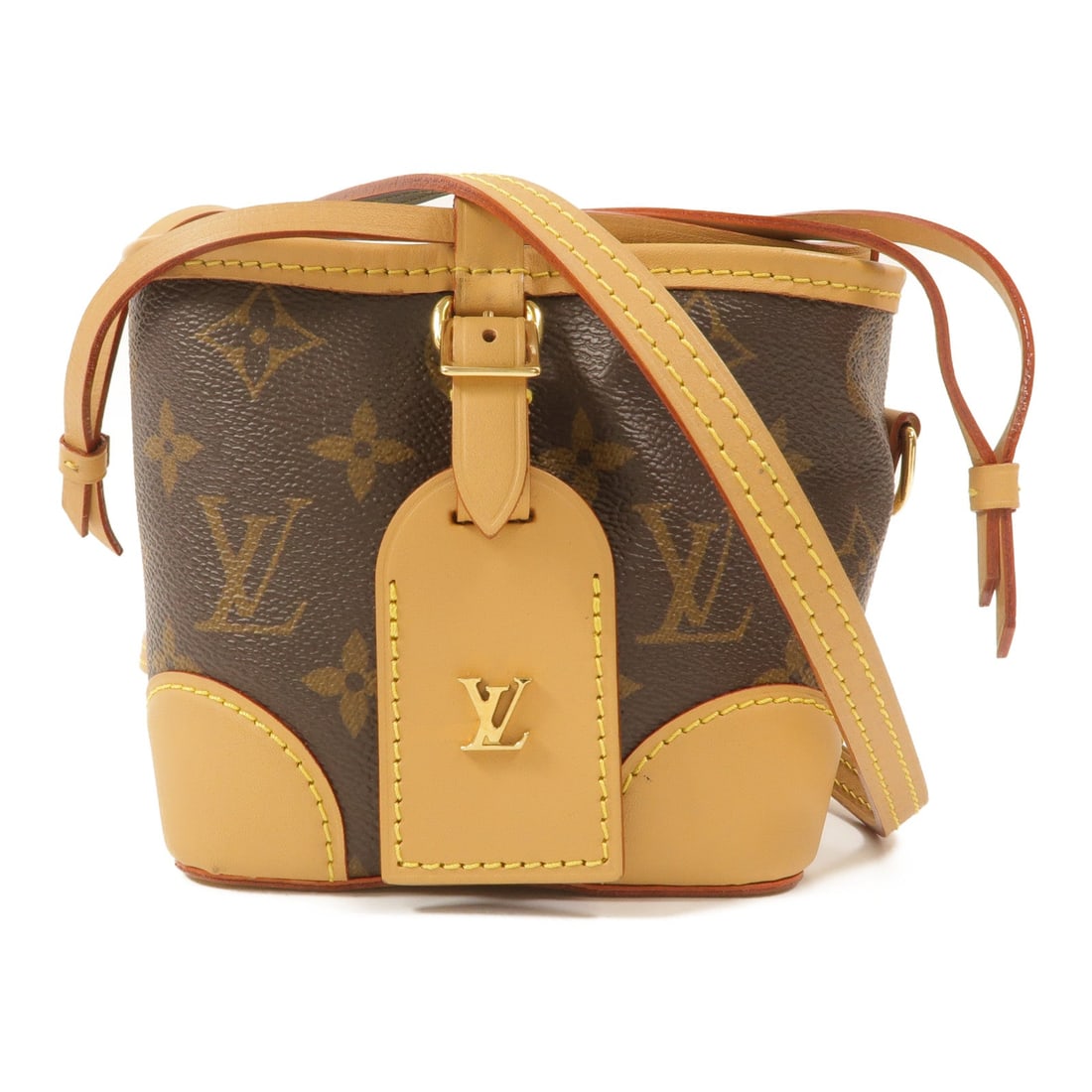 Louis Vuitton LV GHW Noe Purse Brown: LV GHW Noe Purse shoulder bag in brown PVC coated canvas. Size: W11.5 x H11.5 x D11.5 cm. Shoulder 116 cm. Includes shoulder strap and brand tag.