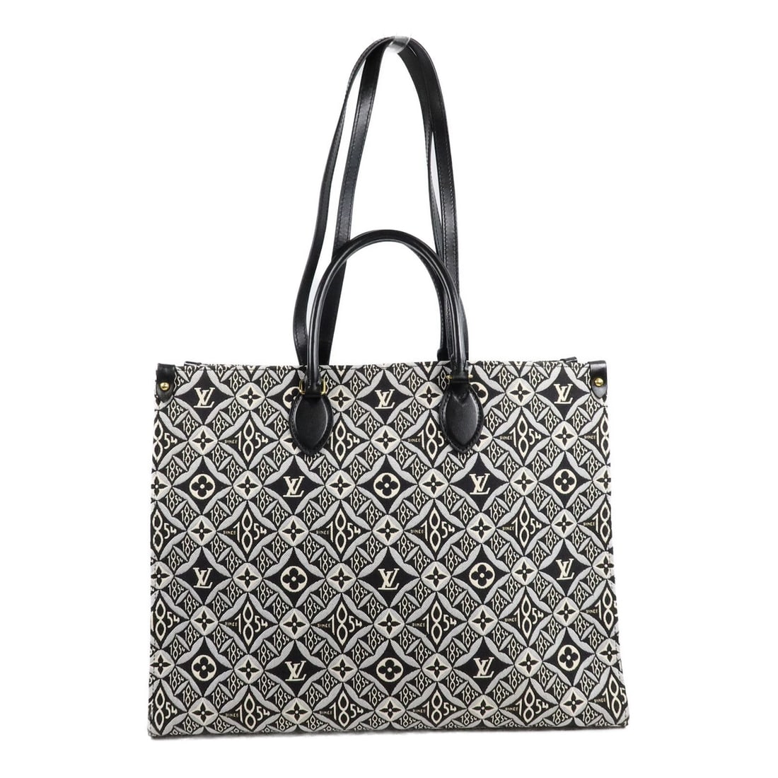 Louis Vuitton OnTheGo GM Since 1854: LV 2 way bag Monogram Jacquard Since 1854 OnTheGo GM in white and black canvas. Size: W41 x H32 x D16 cm. Handle 36 cm. Shoulder 68 cm.
