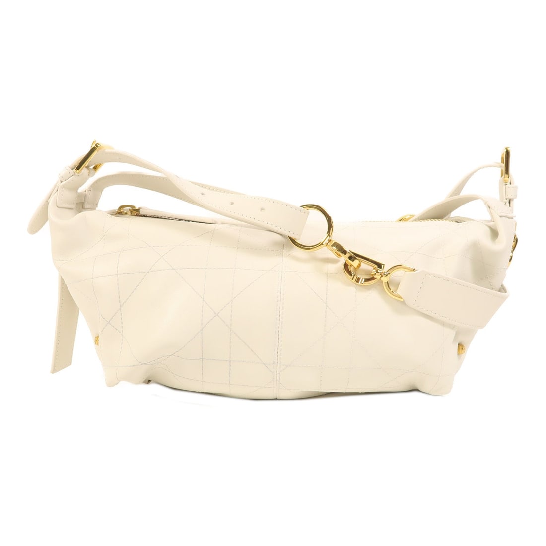 Dior CD GHW D Journey White: CD GHW D Journey Small shoulder bag in white calfskin. Size: W26 x H14 x D12 cm. Shoulder 44-74 cm. Includes storage bags.