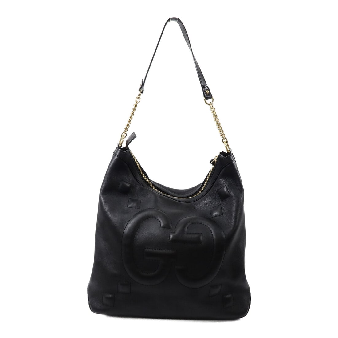 Gucci GG GHW Apollo Hobo Black: GG GHW Apollo GG Hobo shoulder bag in black calfskin (cowhide). Size: W36 x H34 x D8 cm. Shoulder 59 cm.