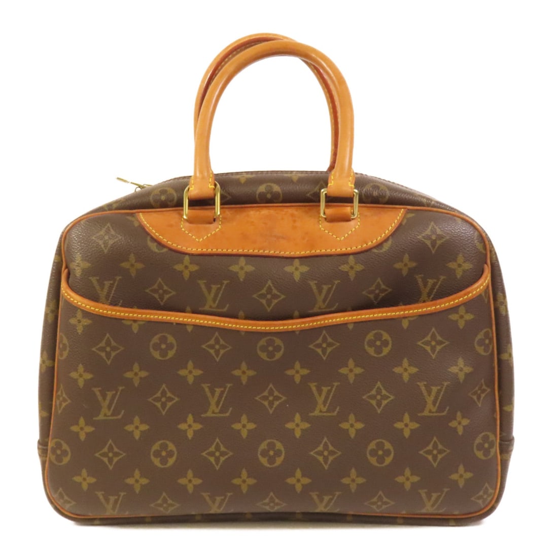 Louis Vuitton LV GHW Deauville Brown: LV GHW Deauville handbag in brown Monogram PVC coated canvas. Size: W34 x H25 x D13 cm. Handle 36 cm.