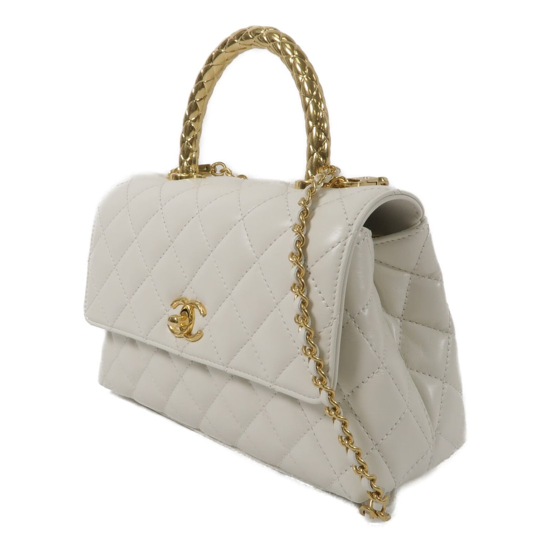 Chanel CC GHW Coco Handle White - 3
