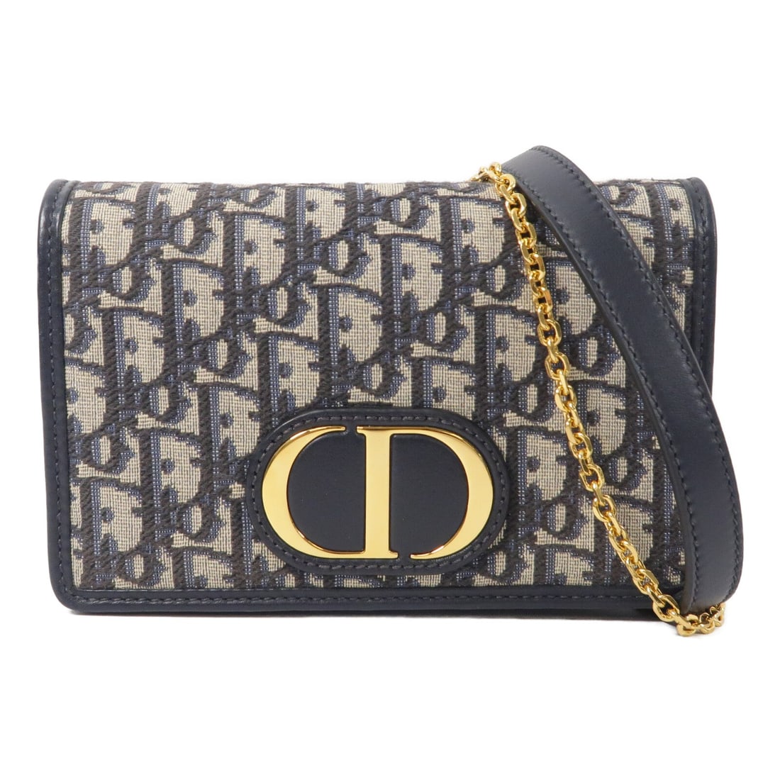 Dior CD GHW Montaigne Pouch Navy: CD GHW Montaigne Pouch waist body bag in navy canvas. Size: W19 x H13 x D4 cm. Shoulder 62-82 cm. Includes storage box storage bags and shoulder strap.