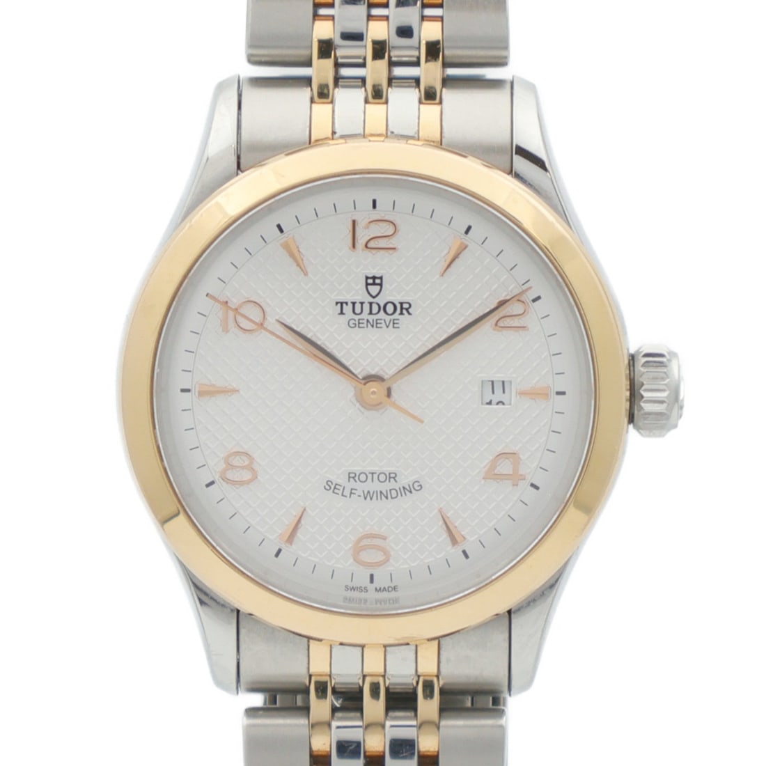 Tudor 1926 91351 18K YG/SS Silver: Automatic watch. Color: Silver. Material: K18 (Yellow Gold), Stainless Steel. Model 91351. Accessories: Storage box, guarantee, case. Case 28mm; max wrist 15cm; band 12-15mm.