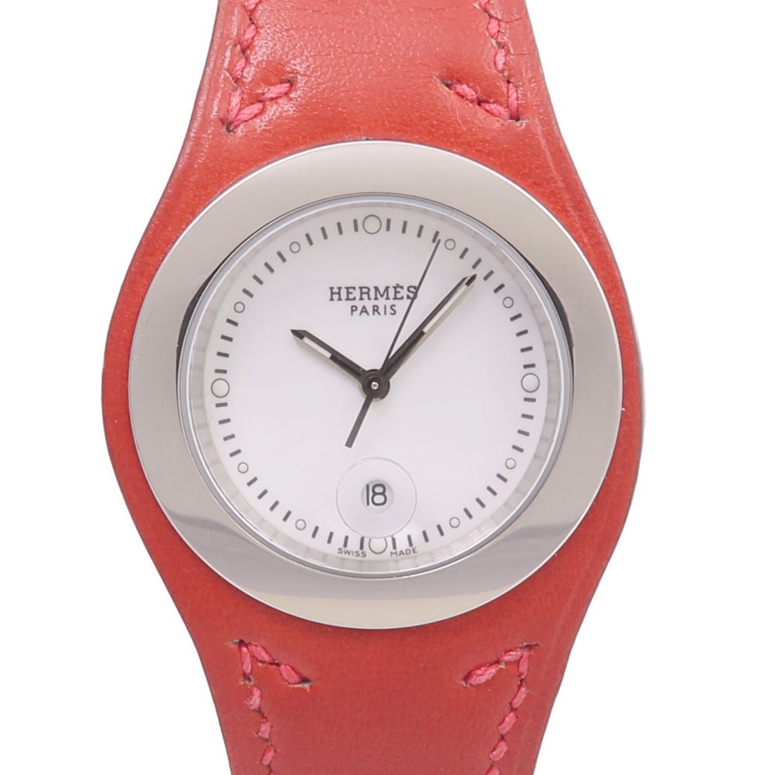 Hermes Harnais HA3.410 SS Leather White: Quartz watch. Color: White / White. Material: Stainless Steel, Leather belt. Accessories: Storage box, guarantee. Case 33mm; wrist 14.5cm, max 19cm; band 14-20mm.