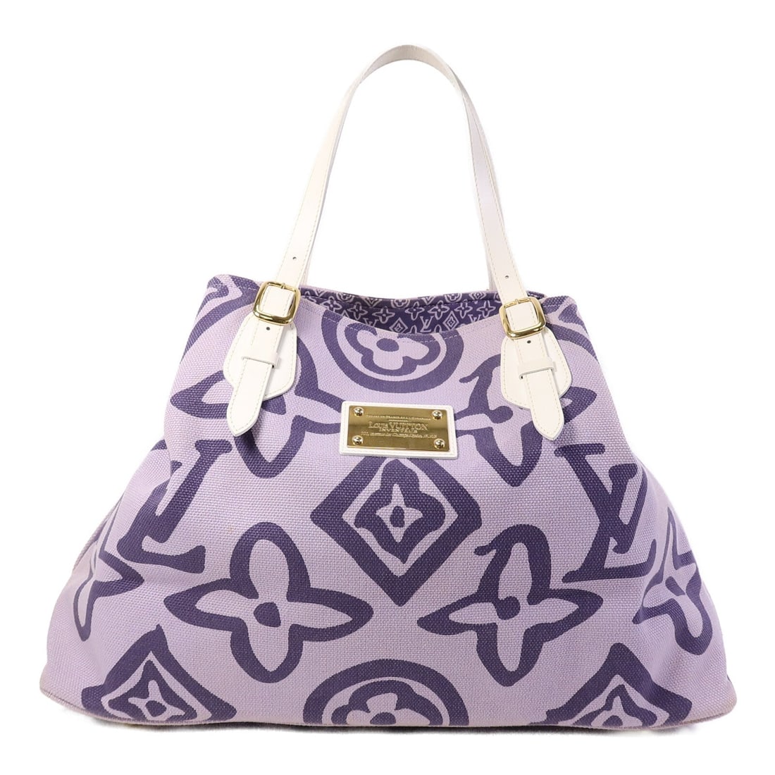 Louis Vuitton LV GHW Tahitienne GM Lilac: LV GHW Tahitienne GM tote bag in lilac purple canvas. Size: W25-51 x H33 x D20 cm. Shoulder 45-60 cm. Includes storage bag.