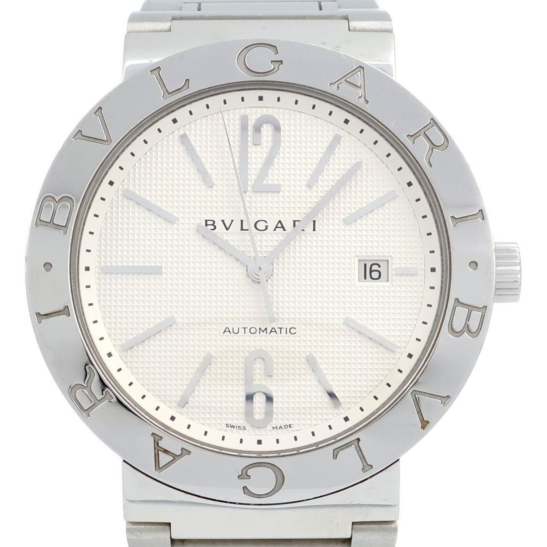 Bvlgari Bvlgari BB42WSSDAUTO SS White: Automatic watch. Color: White. Material: Stainless Steel. Model BB42WSSDAUTO (2012). Accessories: Storage box, guarantee, piece. Case 42mm; max wrist 14cm; band 18-25mm.