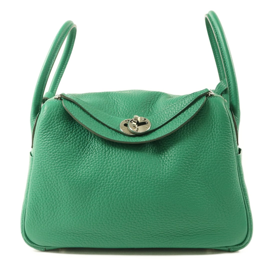 Hermes PHW Lindy 26 Vert Vertigo: PHW Lindy 26 2 way shoulder bag in Vert Vertigo Taurillon Clemence calfskin. Size: W26 x H17.5 x D12.5 cm. Handle 32 cm. Shoulder 70 cm.