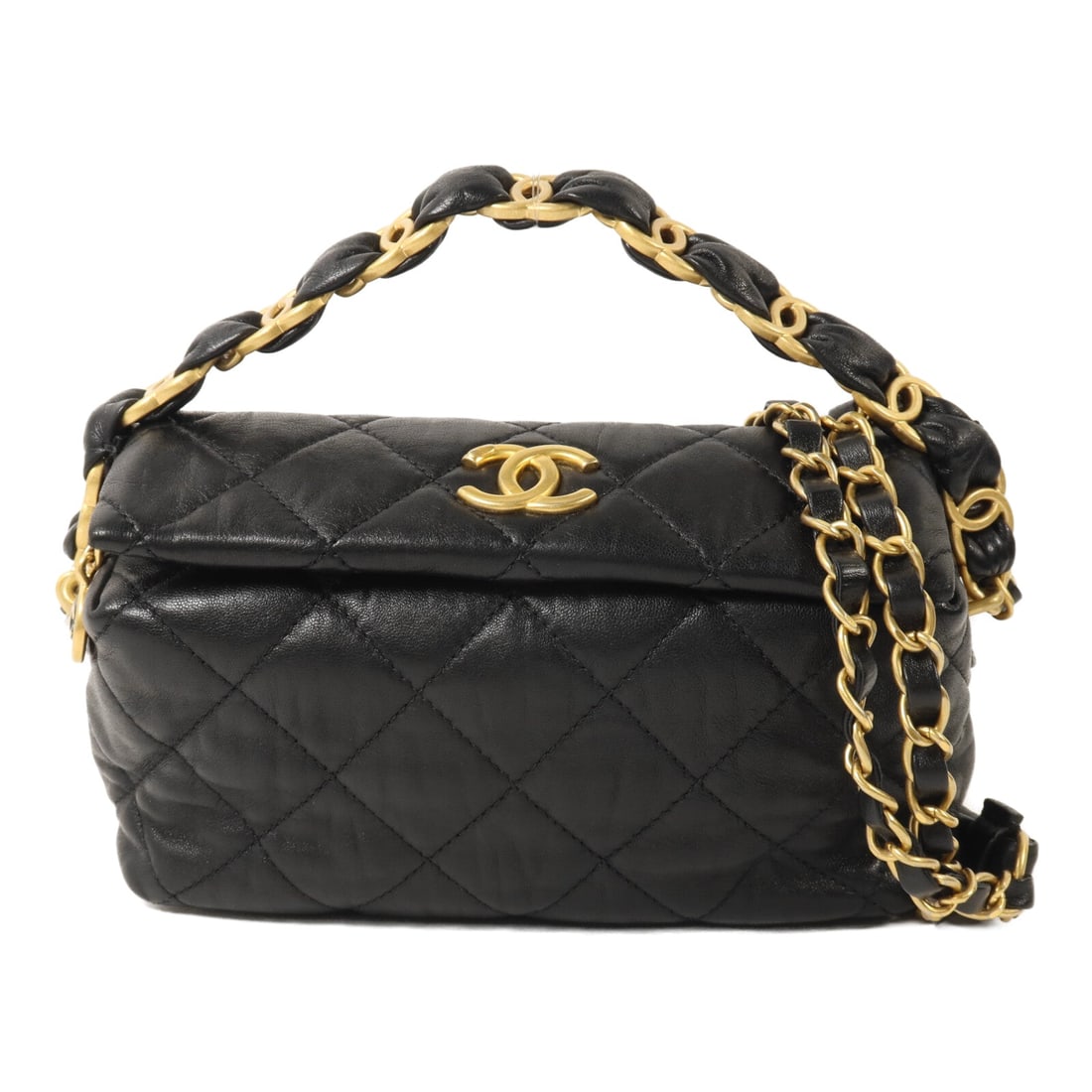Chanel CC GHW Hobo 2 Way Black: CC GHW Hobo Bag 2 way chain shoulder bag in black lambskin. Size: W18 x H9 x D7 cm. Handle 30 cm. Shoulder 114 cm. Includes storage bags, hologram sticker, and guarantee.