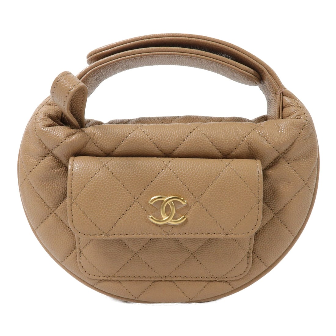 Chanel GHW Polly Pocket Mini Beige: GHW Polly Pocket Mini Hobo handbag tote bag in beige calfskin. Size: W18 x H11 x D3 cm. Handle 15 cm. Includes storage bags and hologram sticker.