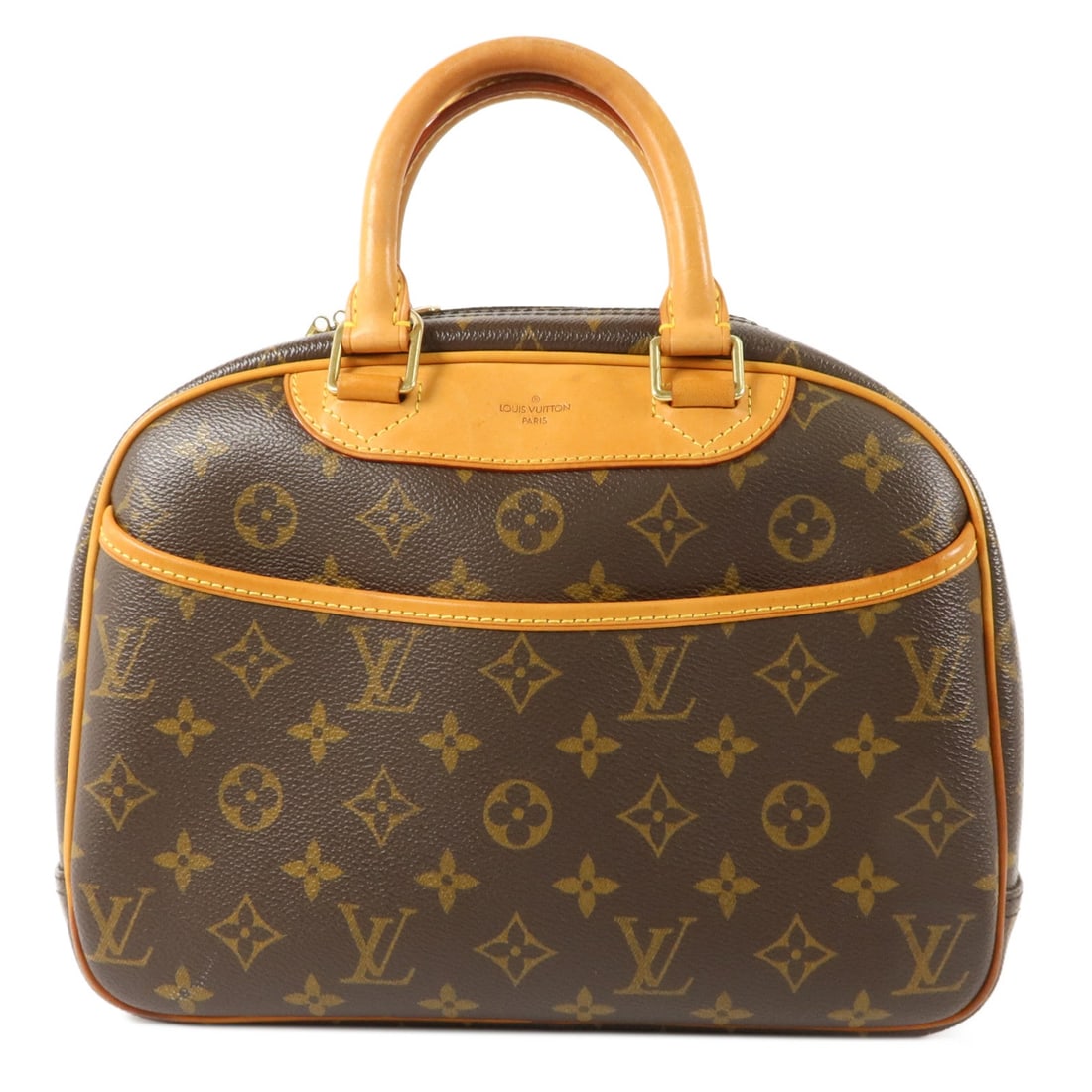 Louis Vuitton LV GHW Trouville Brown: LV GHW Trouville handbag in brown Monogram PVC coated canvas. Size: W28 x H20 x D11 cm. Handle 25 cm.