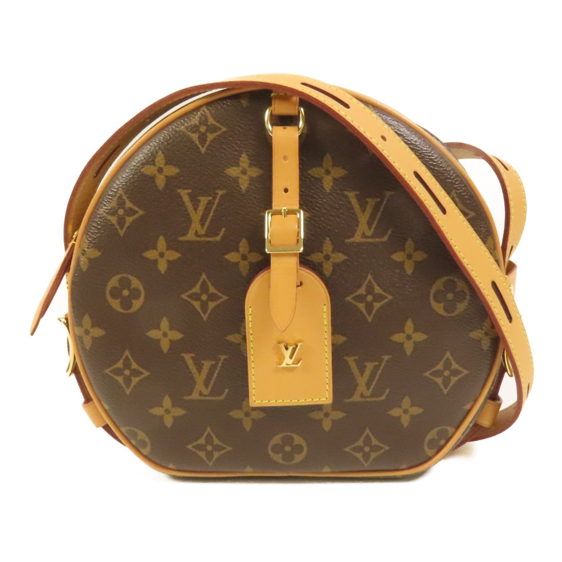 Louis Vuitton LV GHW Boite Chapeau Brown: LV GHW Boite Chapeau Souple shoulder bag in brown Monogram PVC coated canvas. Size: W20 x H22.5 x D8 cm. Shoulder 73-124 cm. Includes key and padlock.
