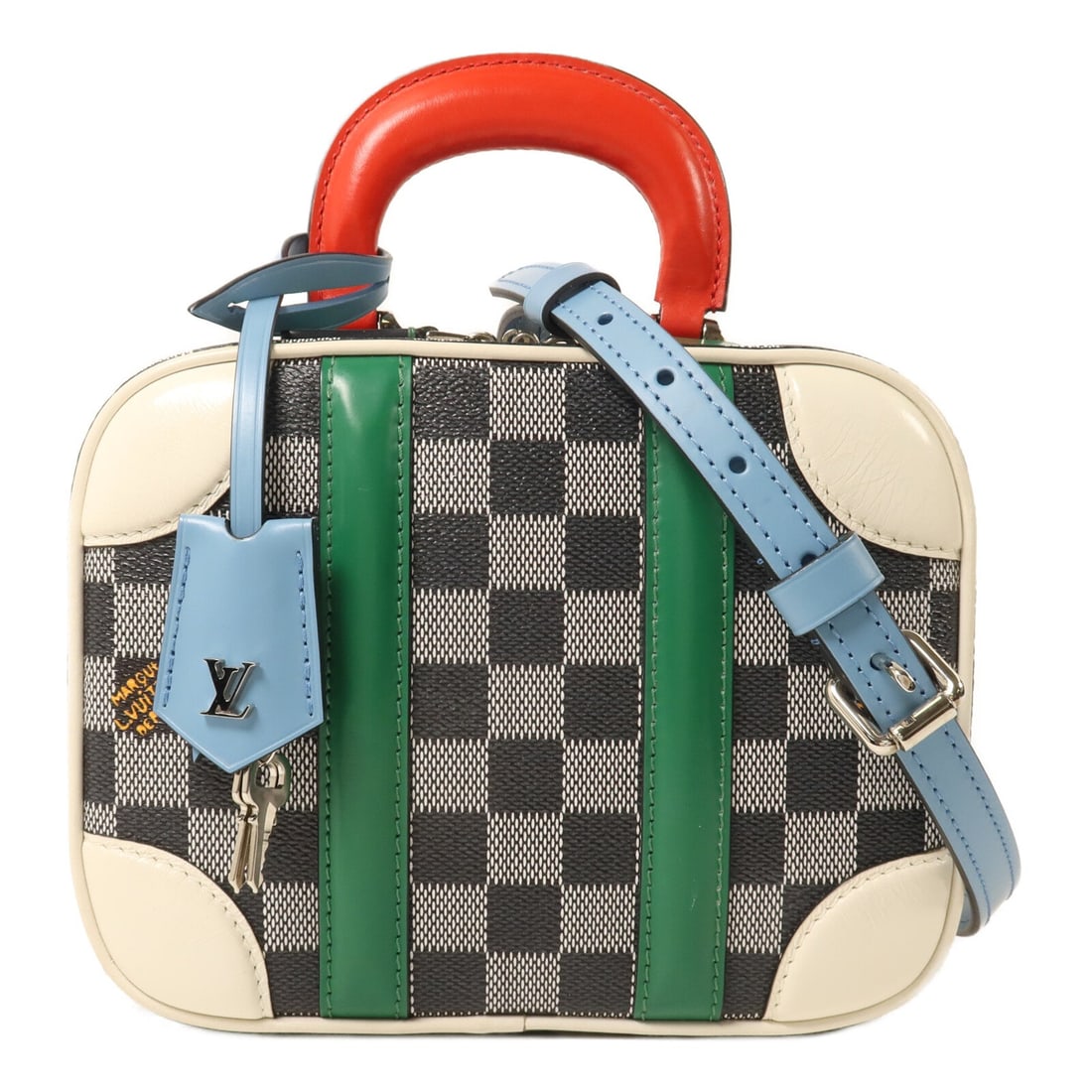 Louis Vuitton LV SHW Valisette BB Black: LV SHW Valisette BB 2 way shoulder bag in black and white Damier PVC coated canvas. Size: W20.5 x H15.5 x D7 cm. Handle 17 cm. Shoulder 108-119 cm. Includes shoulder strap clochette and key.