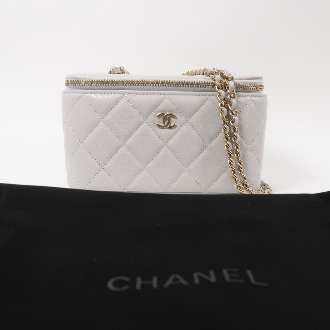 Chanel CC GHW Vanity Case Grey - 10