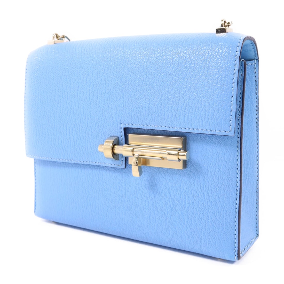 Hermes GHW Verrou Mini Bleu Azteque - 3