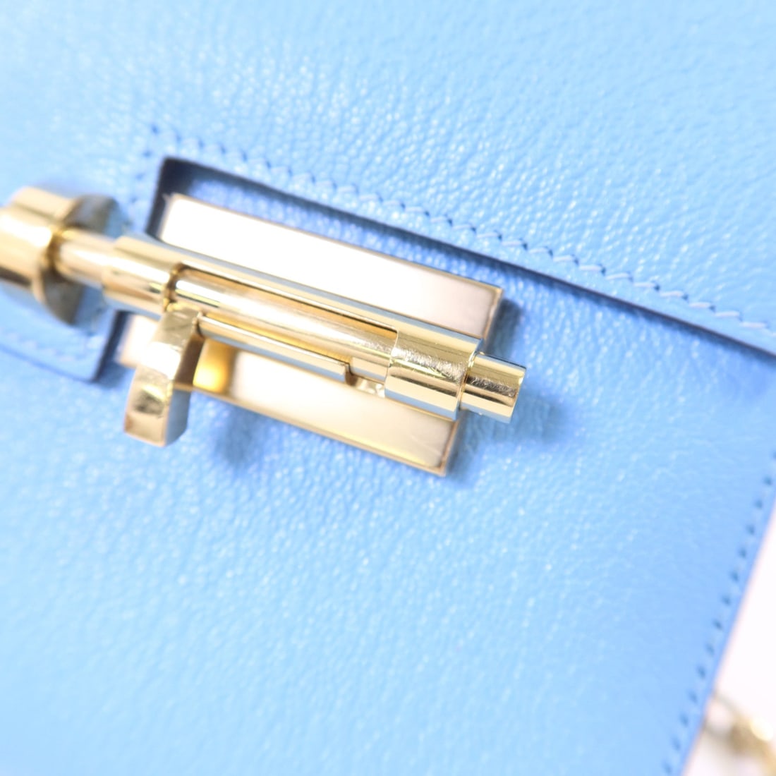 Hermes GHW Verrou Mini Bleu Azteque - 9