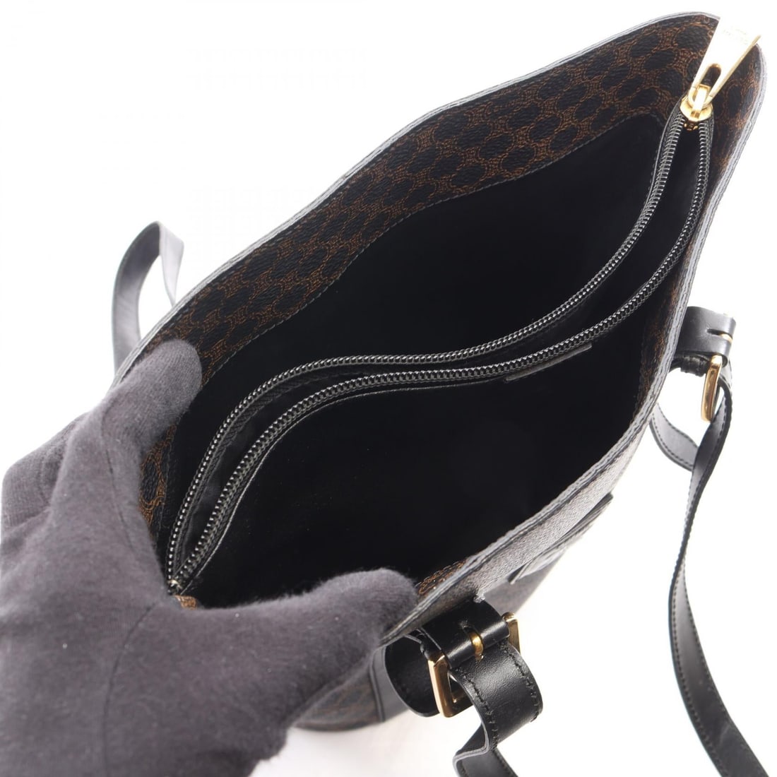 Celine Macadam Tote Black Brown - 3