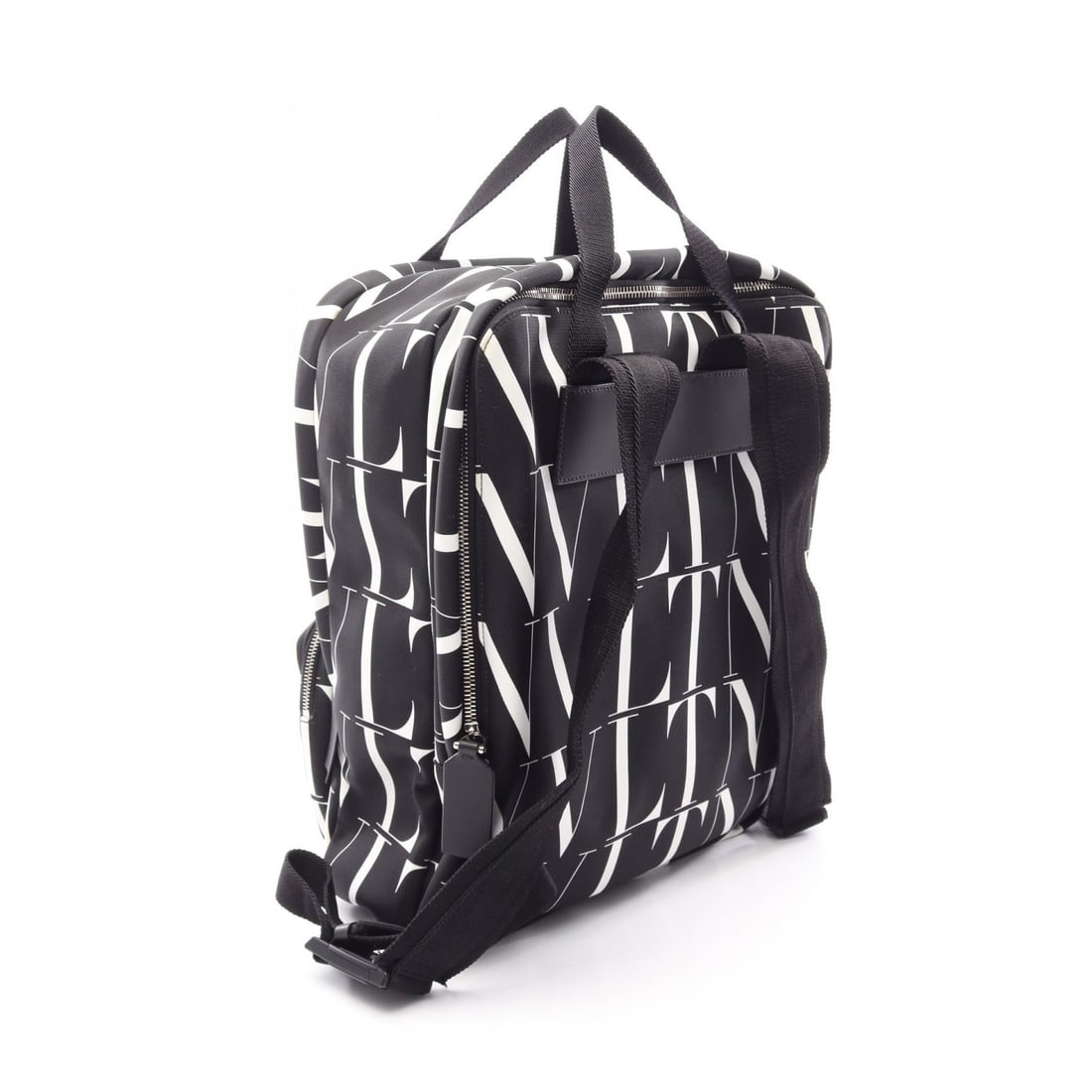 Valentino Logo Backpack Black White - 2