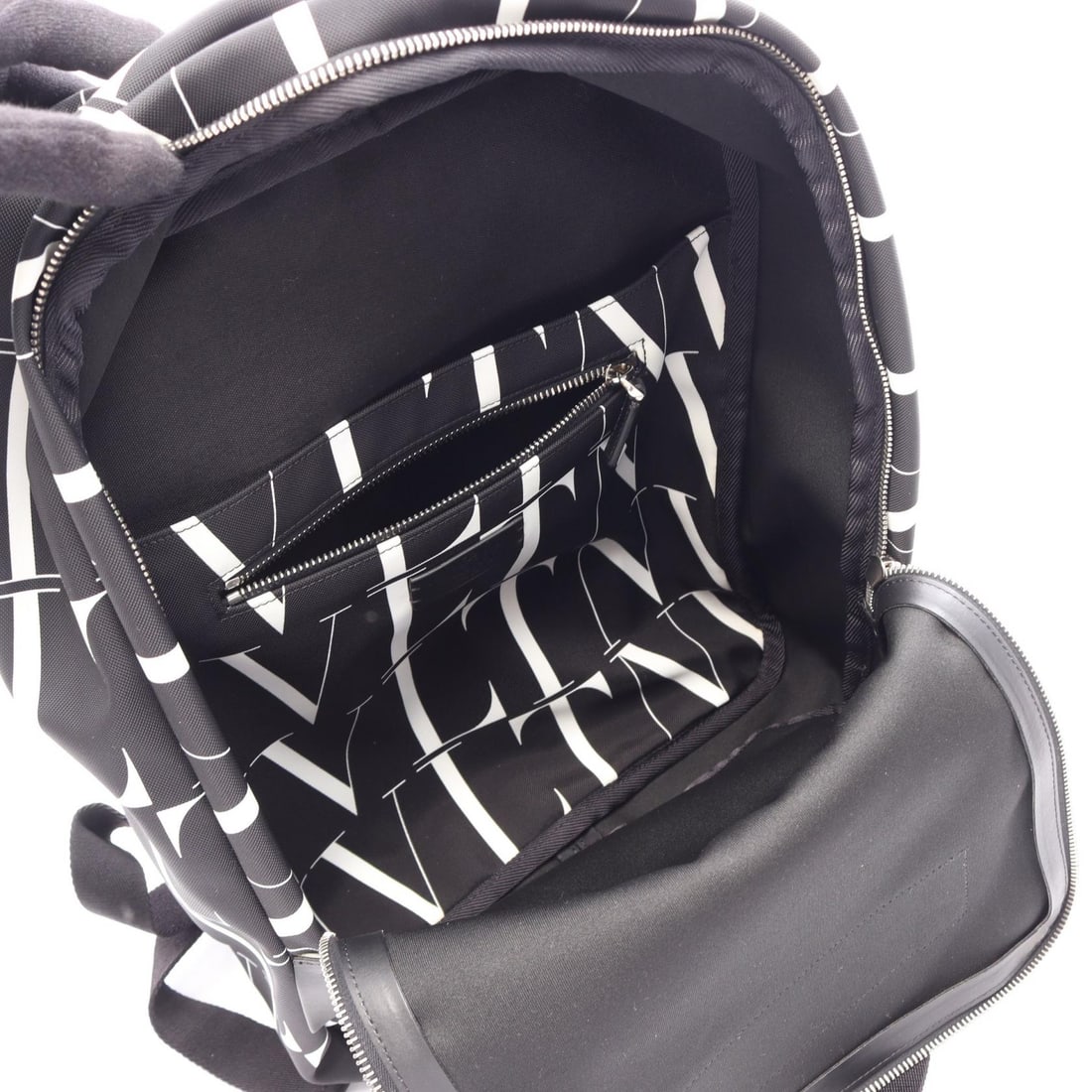 Valentino Logo Backpack Black White - 3