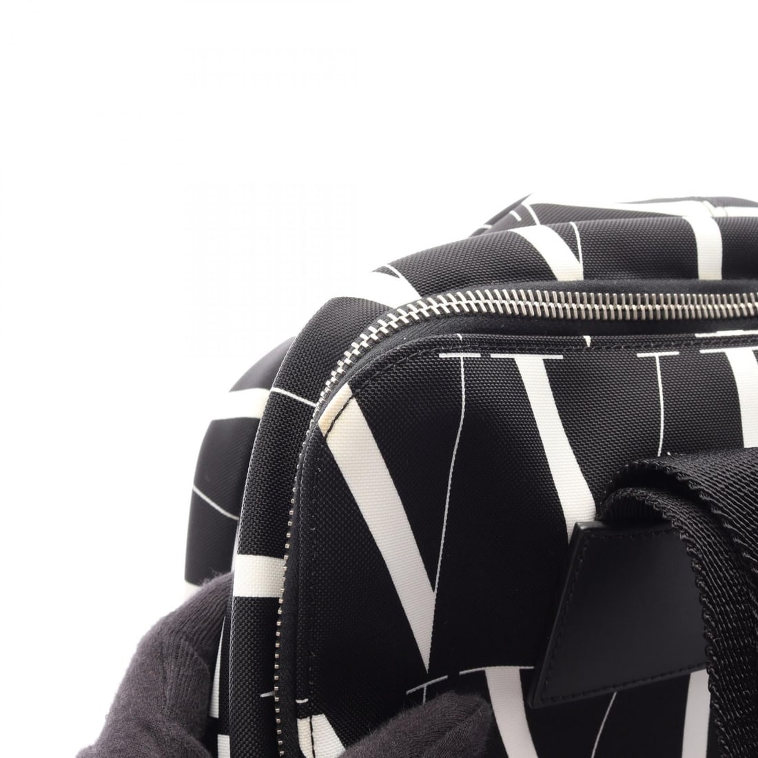 Valentino Logo Backpack Black White - 9