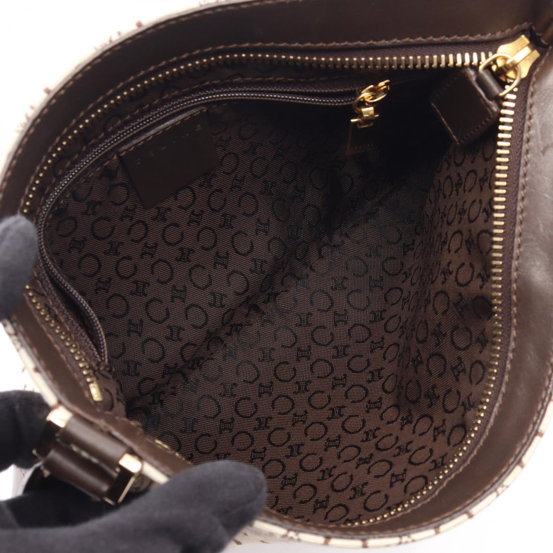 Celine C Macadam Shoulder White Brown - 3