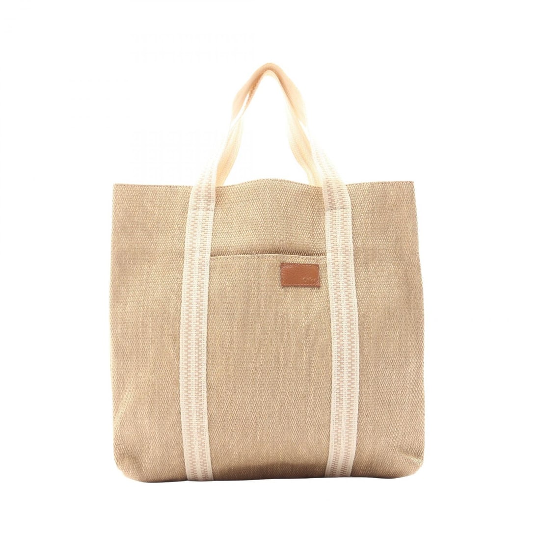 Chloé Beach Line Raffia Tote Beige: Beige tote bag in raffia and other material. No accessories. 35 x 35.5 x 16 cm. Shoulder 45 cm.