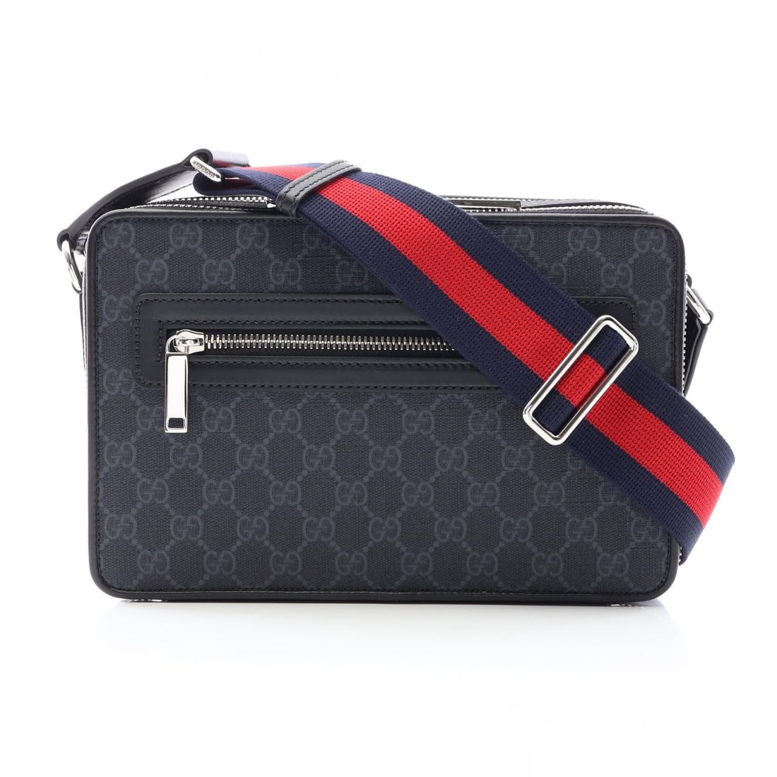 Gucci GG Supreme Crossbody Black: Black GG Supreme shoulder crossbody bag in PVC coated canvas and leather. Includes storage bags. 26 x 17 x 7.5 cm. Shoulder 80-135 cm.