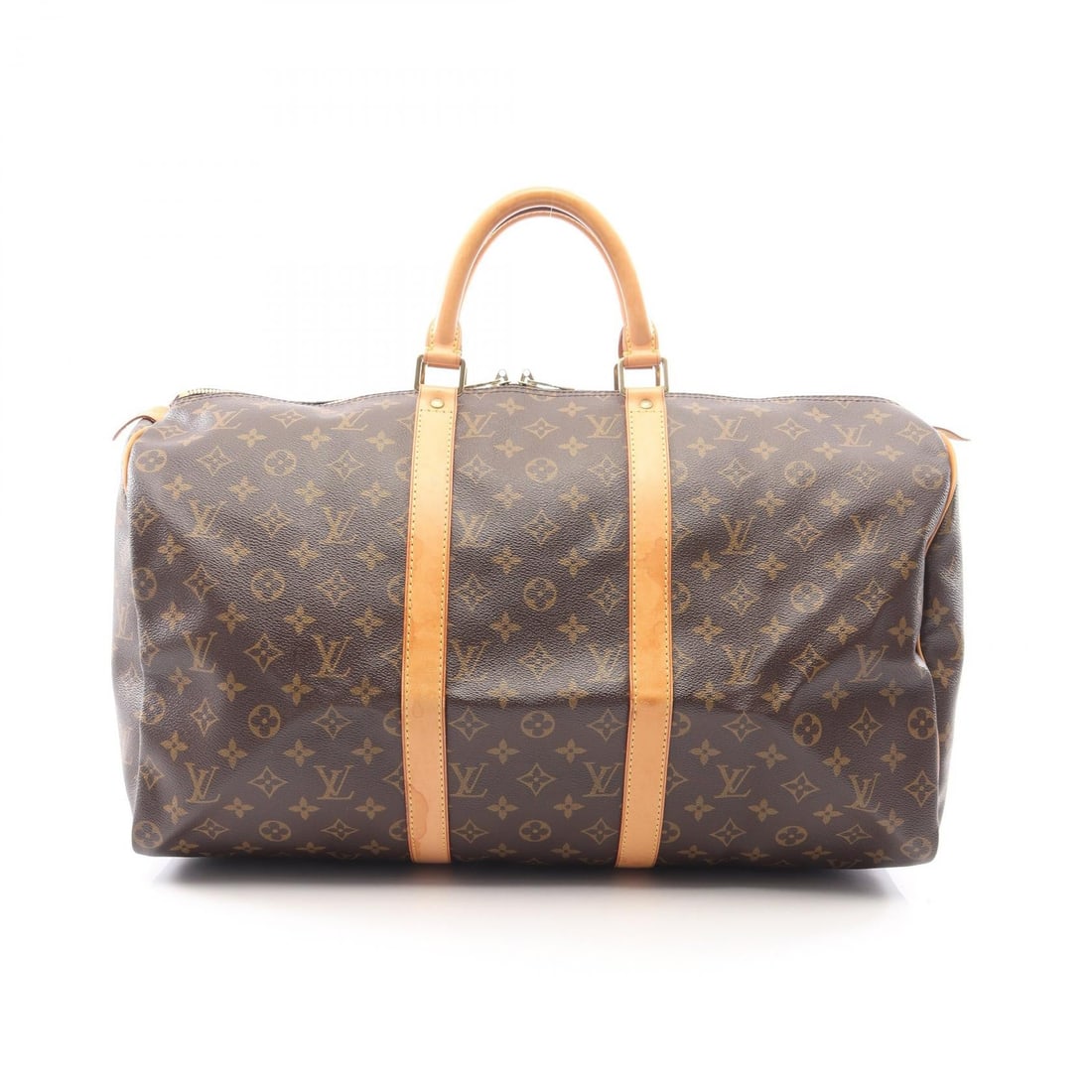 LV Keepall 50 Monogram Brown: Brown Keepall 50 travel hand bag in Monogram PVC coated canvas and leather. Model M41426. No accessories. 51 x 28 x 21.5 cm. Handle 35 cm.