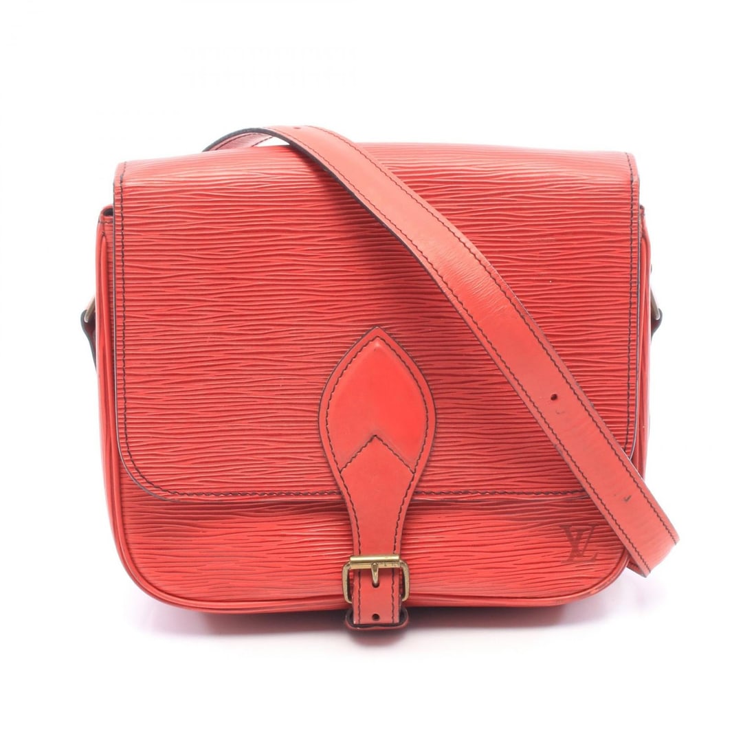 LV Cartouchiere Epi Red: Castilian red Cartouchiere shoulder crossbody bag in leather. Model M52247. No accessories. 22.5 x 19 x 6.5 cm. Shoulder 88-116 cm.