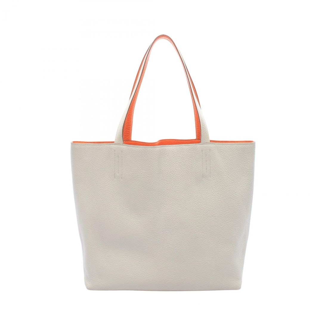 Hermès Double Sens 45 Reversible: Orange and gray Double Sens 45 reversible tote bag in Taurillon Clemence. No accessories. 36 x 34 x 12.5 cm. Handle 49 cm.