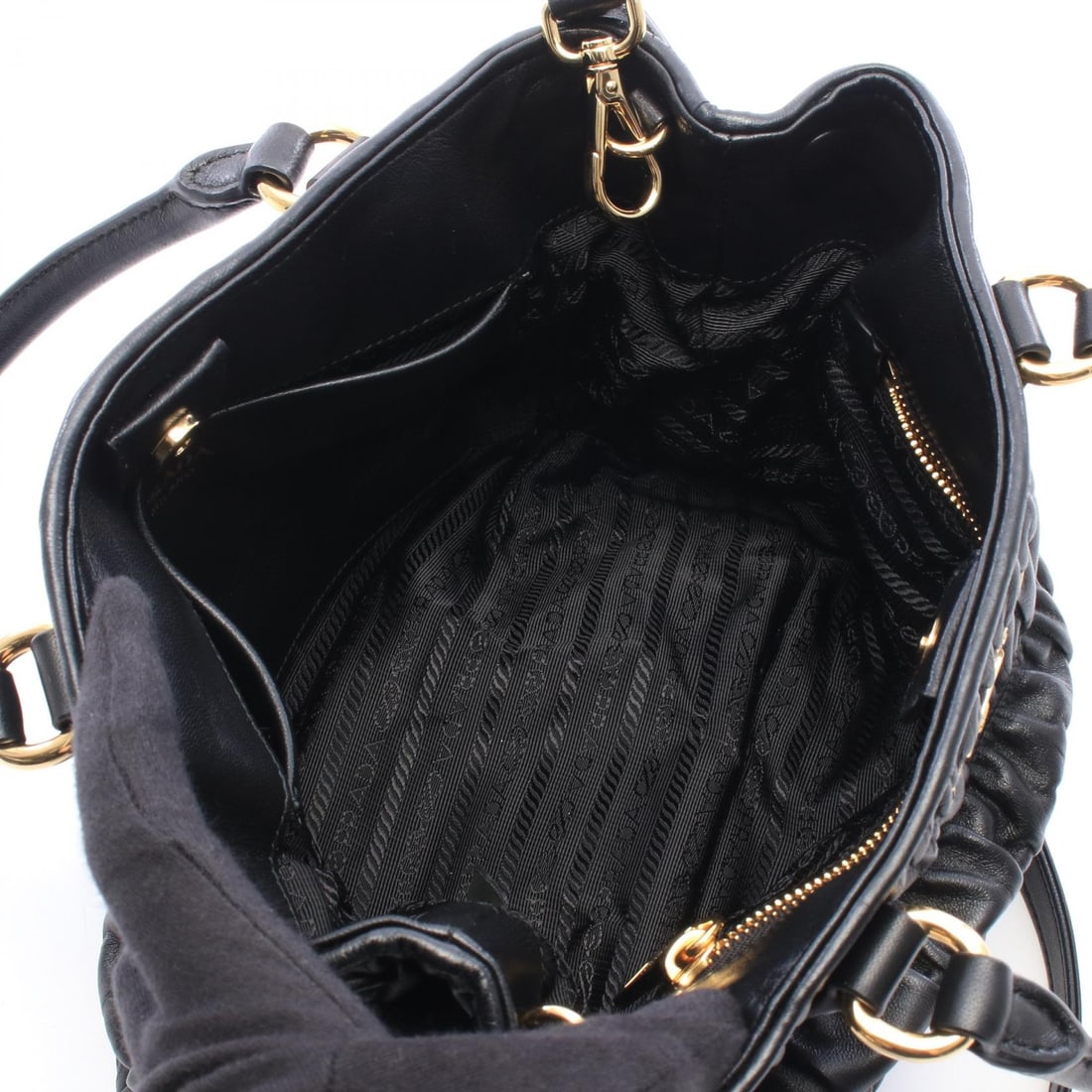 Prada GHW Leather Handbag Black - 3