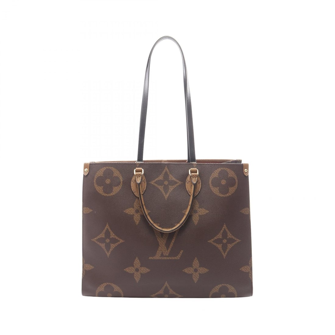 LV OnTheGo GM Giant Reverse: Brown On-the-go GM shoulder tote bag in Monogram Giant Reverse PVC coated canvas and leather. No accessories. 41.5 x 32 x 17 cm. Handle 37 cm. Shoulder 69 cm.