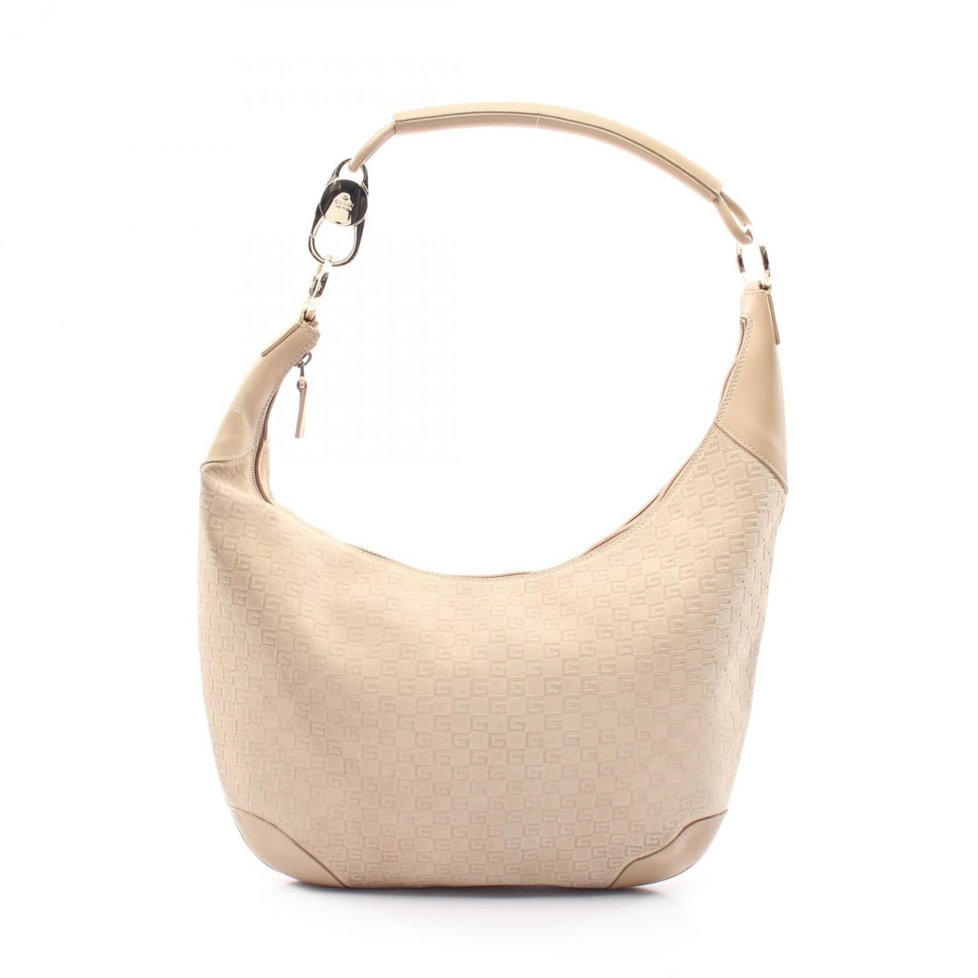 Gucci G Pattern Suede Shoulder Beige: Beige G pattern shoulder handbag in suede leather. Model 001 4157. No accessories. 28.5 x 23 x 4 cm. Shoulder 40 cm.
